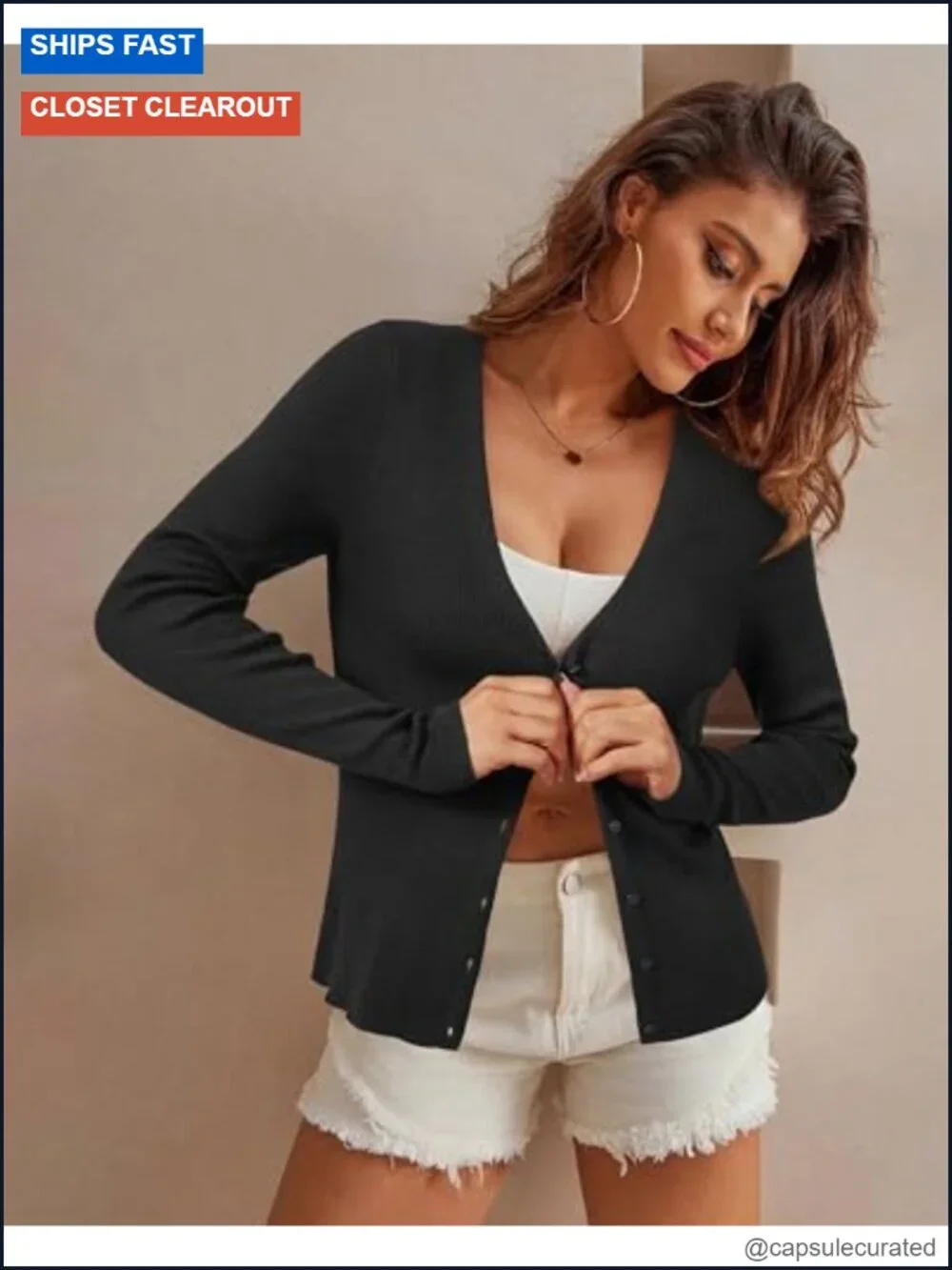 Wool Blended Ribbed Cardigan Lightweight Long Sleeve Button Down Knit Top